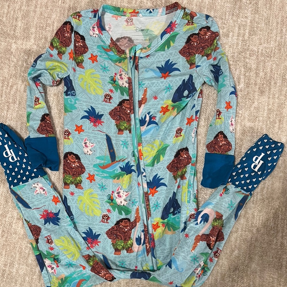 Posh Peanut Disney Moana Blue Footies One Piece Sleepwear